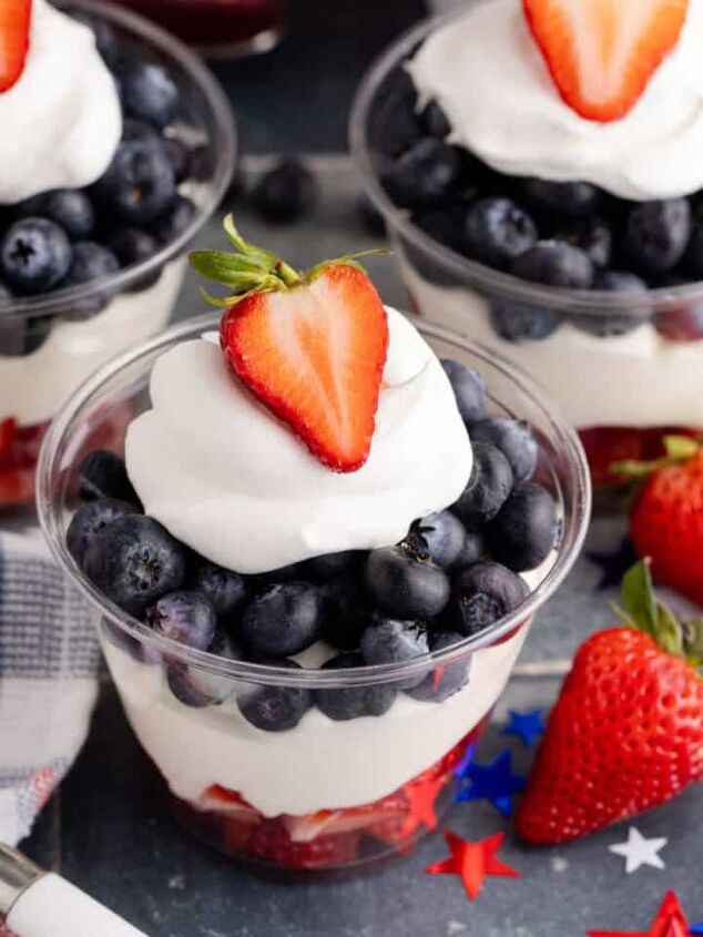 pineapple margarita, Red White Blue Fruit Cups All Made on a Counter