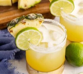 pineapple margarita, Pineapple Margarita with Pineapple and Lime Garnish