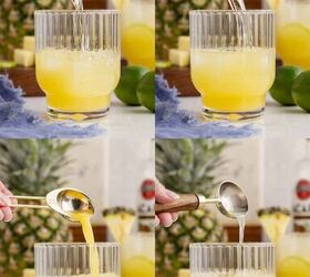 pineapple rum cocktail, Pineapple Rum Cocktail being made in a glass