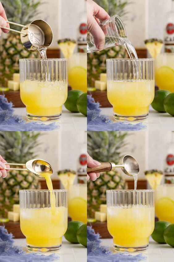 pineapple rum cocktail, Pineapple Rum Cocktail being made in a glass