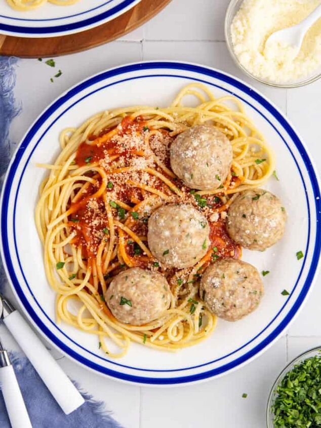 pineapple rum cocktail, Chicken Ricotta Meatballs on a Plate of Spaghetti