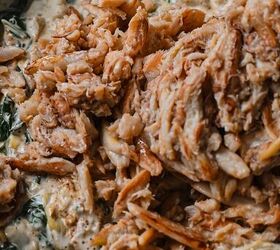 cajun crab spinach artichoke dip, Crab meat added to the spinach artichoke mixture in a skillet