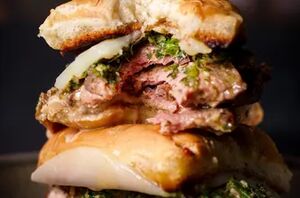 There is no chance you'll be leaving even one bite of this steak sandwich behind (delicious!)