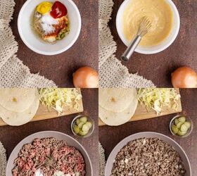 big mac tacos, Big Mac Tacos being made and sauce in a bowl