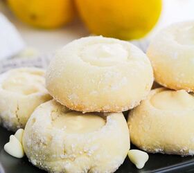 5 ingredient lemon white chocolate cookies with cake mix, A plate of lemon white chocolate cookies