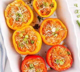 keto stuffed bell peppers, Keto Stuffed Peppers with Cream Cheese in a Baking Dish