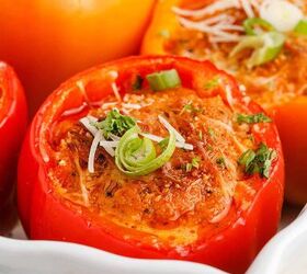keto stuffed bell peppers, Keto Stuffed Peppers with Cream Cheese in a Baking Dish
