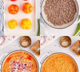 keto stuffed bell peppers, Keto Stuffed Peppers with Cream Cheese Filling Being Made in a Bowl