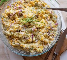 vegan potato salad recipe easy and delicious salad, Overhead image of Vegan Potato Salad in a glass bowl