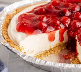 cherry cheesecake pie, Cherry Cheesecake Pie with slice taken out and sauce dripping down the sides