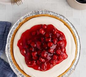 cherry cheesecake pie, Cherry Cheesecake Pie from above with filing on top