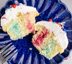 slow cooker apple butter, Red White and Blue Poke Cupcakes on a Plate Cup Open