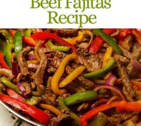 beef fajitas recipe sizzling skillet beef fajitas, Beef Fajitas Pin with text overlay