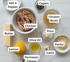chicken piccata meatballs gf, Ingredients include chicken capers chicken broth flour panko garlic parmesan cheese lemon olive oil butter salt and pepper