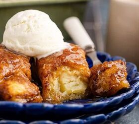 apple dumplings using crescent rolls, Apple Dumplings using Crescent Rolls on a plate with vanilla ice cream
