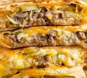 apple dumplings using crescent rolls, Big Mac Quesadillas Stacked Close Up