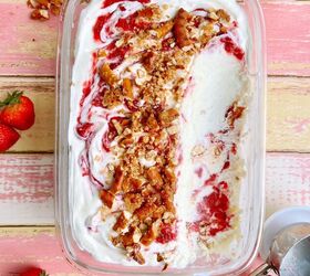 No Churn Strawberry Pretzel Ice Cream