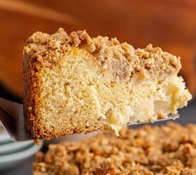 apple coffee cake recipe, Apple Coffee Cake slice being taken out of cake