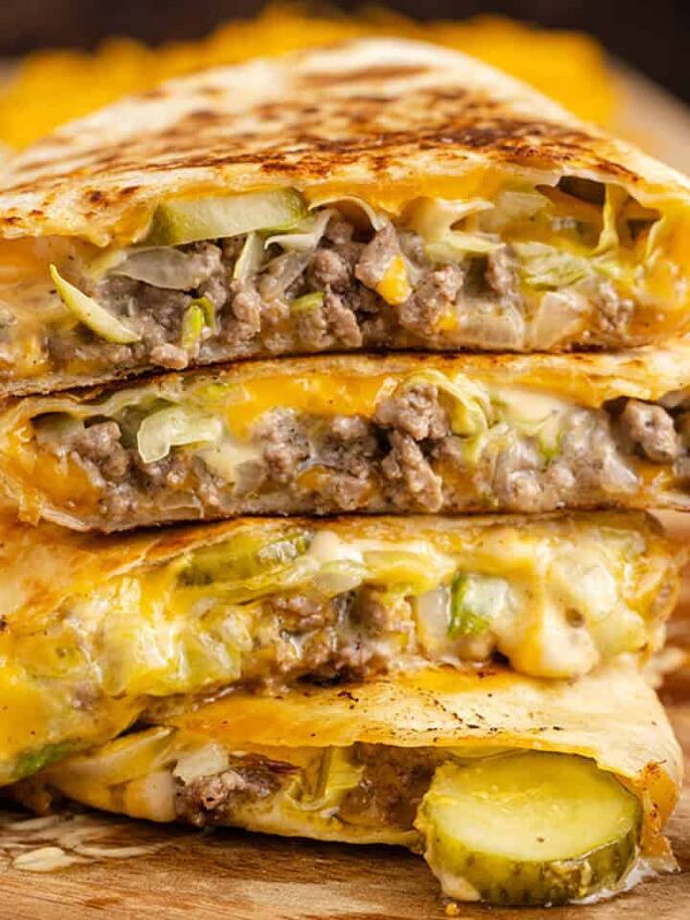 apple coffee cake recipe, Big Mac Quesadillas Stacked Close Up