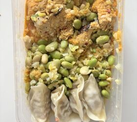 Chicken in Coconut Peanut Sauce With Brown Rice–Cauliflower & Gyoza