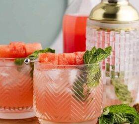 watermelon mojito, Watermelon Mojito Served with Fresh Mint and Cubed Watermelon