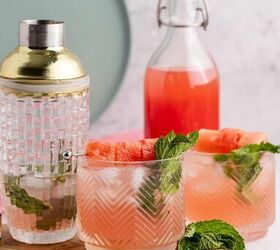 watermelon mojito, Watermelon Mojito Served with Fresh Mint and Cubed Watermelon