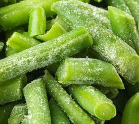 classic chinese scallion chicken recipe in 30 minutes, A pile of frozen green beans is ready to be cooked
