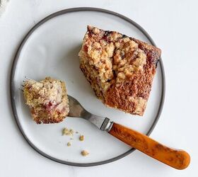 This easy spiced coffee cake with raspberry curd is sure to be the star of all of your celebrations!