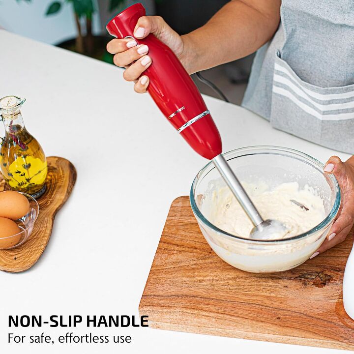which kitchen appliance should you buy first a complete buyers guide, OVENTE Immersion Hand Blender 300W Electric Handheld Portable Stick Mixer