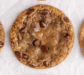 banana chocolate chip cookies, Banana Chocolate Chip Cookies on parchment paper from above