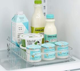 genius ways to organize your fridge like a pro while saving money, RollOut Fridge Caddy BPA Free Clear Rolling Organizer Bin