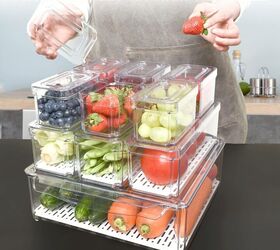 genius ways to organize your fridge like a pro while saving money, Stackable Refrigerator Organizer Bins 6 Pack Clear Kitchen Organizer