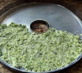easy diy garlic scape salt recipe, salt paste spread on a dehydrating mat