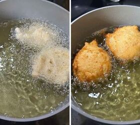 sourdough discard ricotta donuts with fresh milled flour, Zeppole Italian Ricotta Donut batter being fried