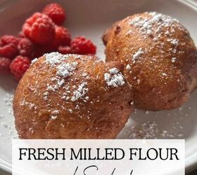 sourdough discard ricotta donuts with fresh milled flour, Italian Zeppole Donuts Pinterest image