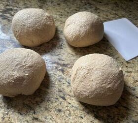 super soft milk bread recipe with fresh milled flour, 4 dough balls on a counter