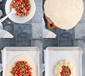 strawberry rhubarb galette, Strawberry Rhubarb Galette being made
