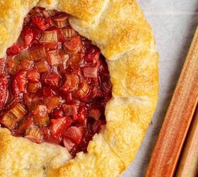 strawberry rhubarb galette, Strawberry Rhubarb Galette on parchment paper