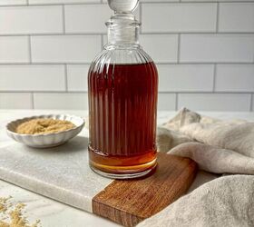 brown sugar simple syrup, Brown sugar simple syrup in a glass jar
