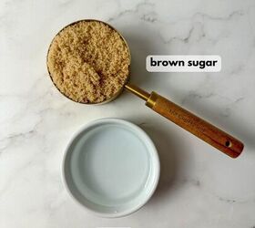 brown sugar simple syrup, A bowl filled with water and a measuring cup with brown sugar