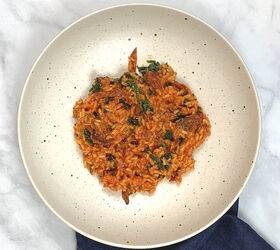 mexican brown rice with chorizo spinach