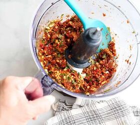provencal tomatade, All of the ingredients in the bowl of a food processor