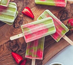 Velvety Strawberry Matcha Latte Popsicles