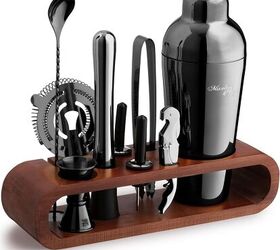 essential bar tools for making st patricks day cocktails, Mixology Bartender Kit 10 Piece Bar Tool Set with Mahogany Stand