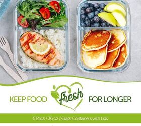 best reusable produce bags containers for fresh spring groceries, PrepNaturals 5 Pack 36 Oz Glass Meal Prep Containers