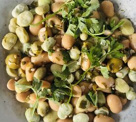 Broad Bean, Butter Bean & Green Olive Salad With Green Herb Dressing