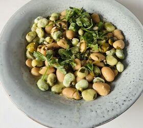broad bean butter bean green olive salad with green herb dressing