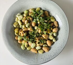broad bean butter bean green olive salad with green herb dressing