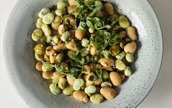 Broad Bean, Butter Bean & Green Olive Salad With Green Herb Dressing
