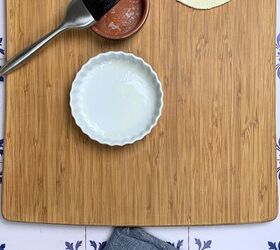 apple rose tart for two, Butter tart dish and cutting pastry dough to size